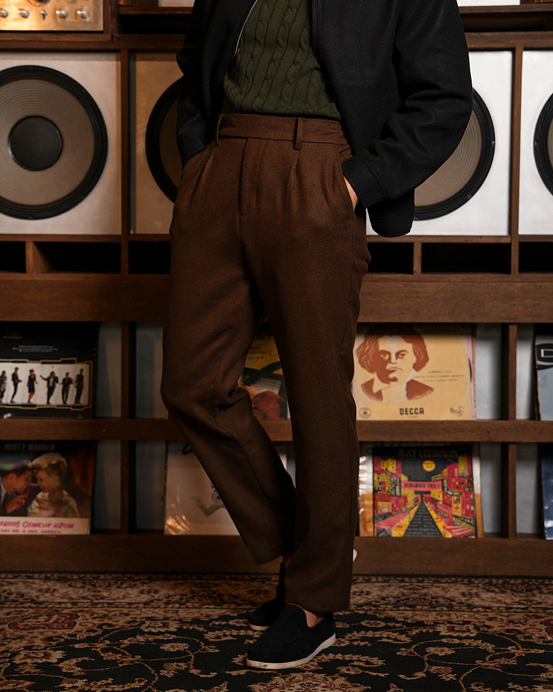 Wool Trouser Pants Sim Fit - Coffee