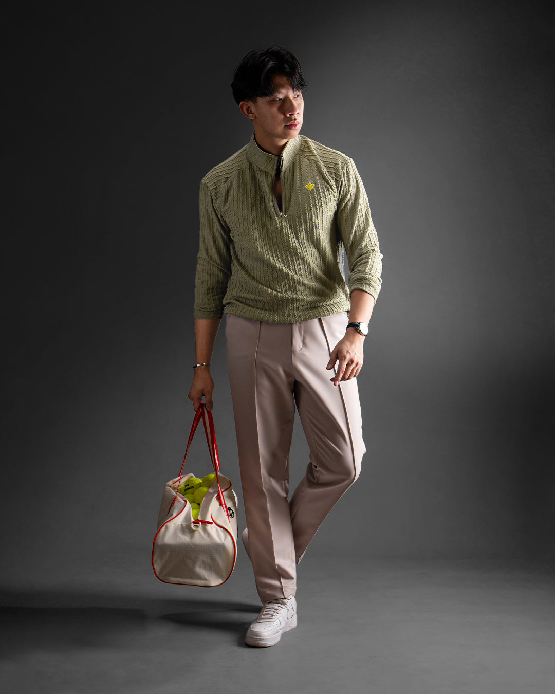 Pull Over Half Zip Knit - Matcha