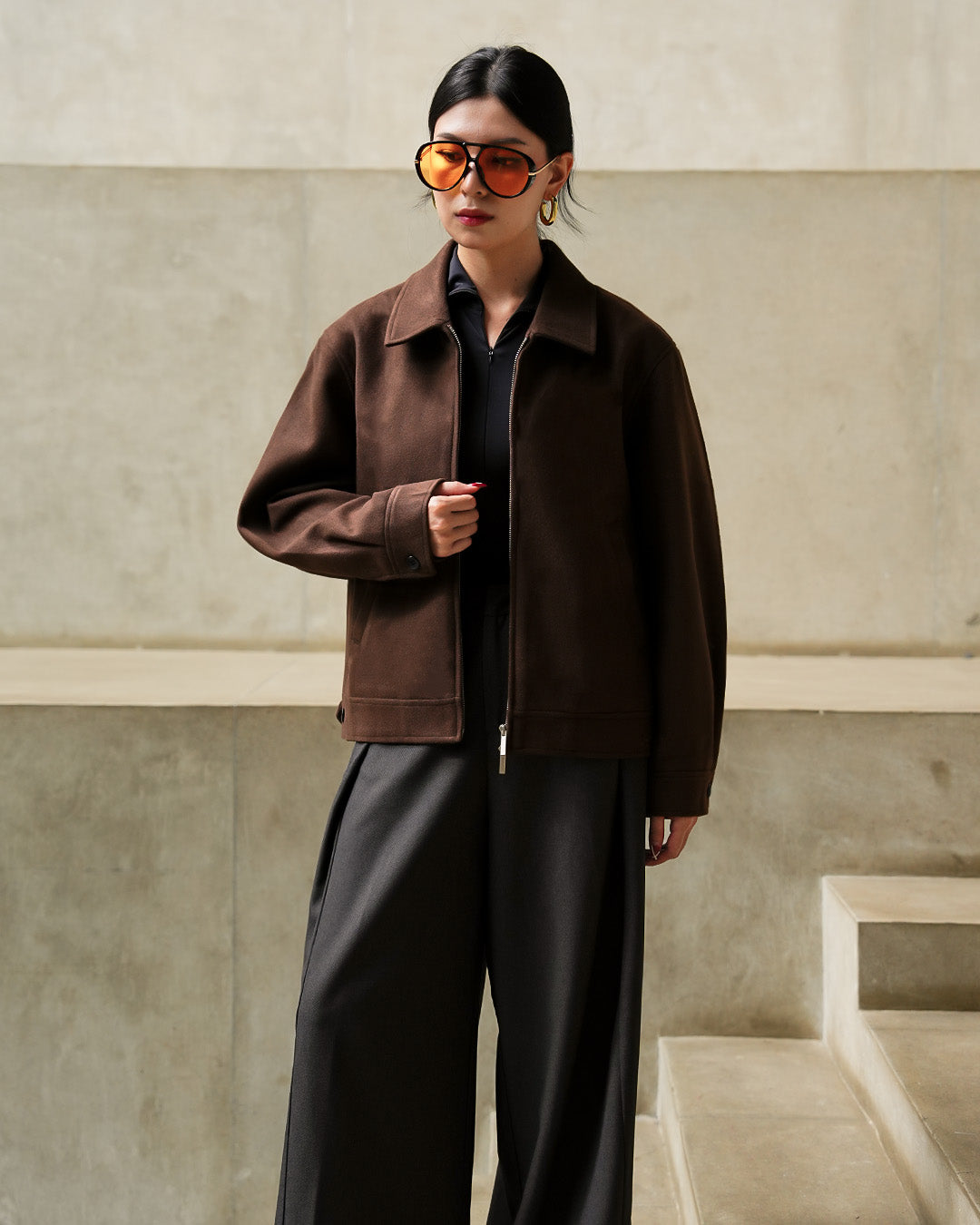 Wool Fiber Jacket - Coffee