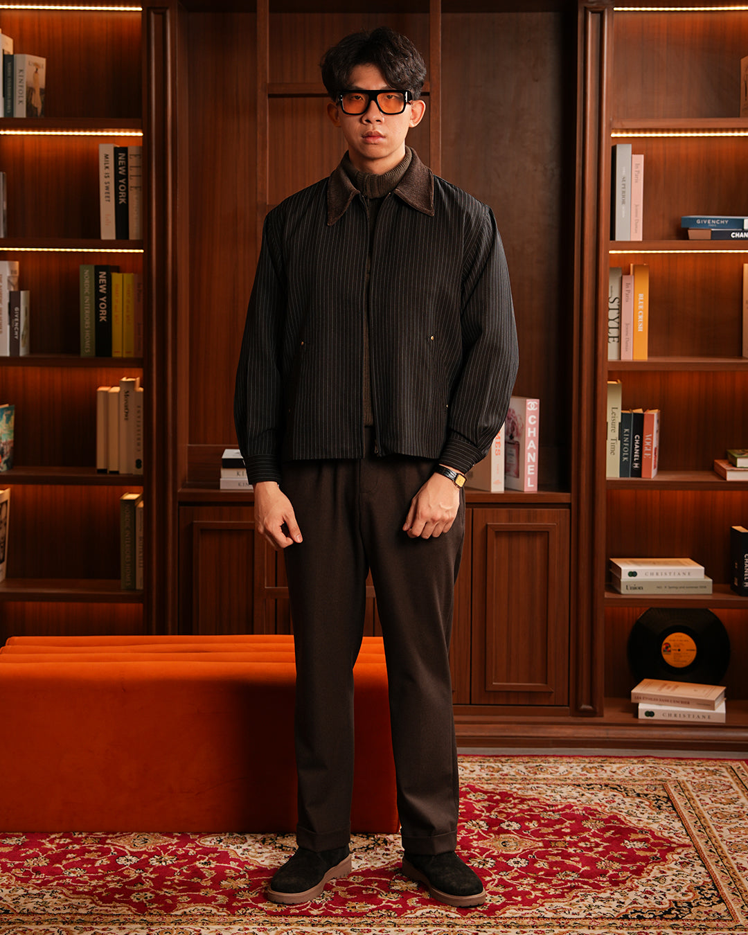 Stripes Jacket Mix Corduroy - Black