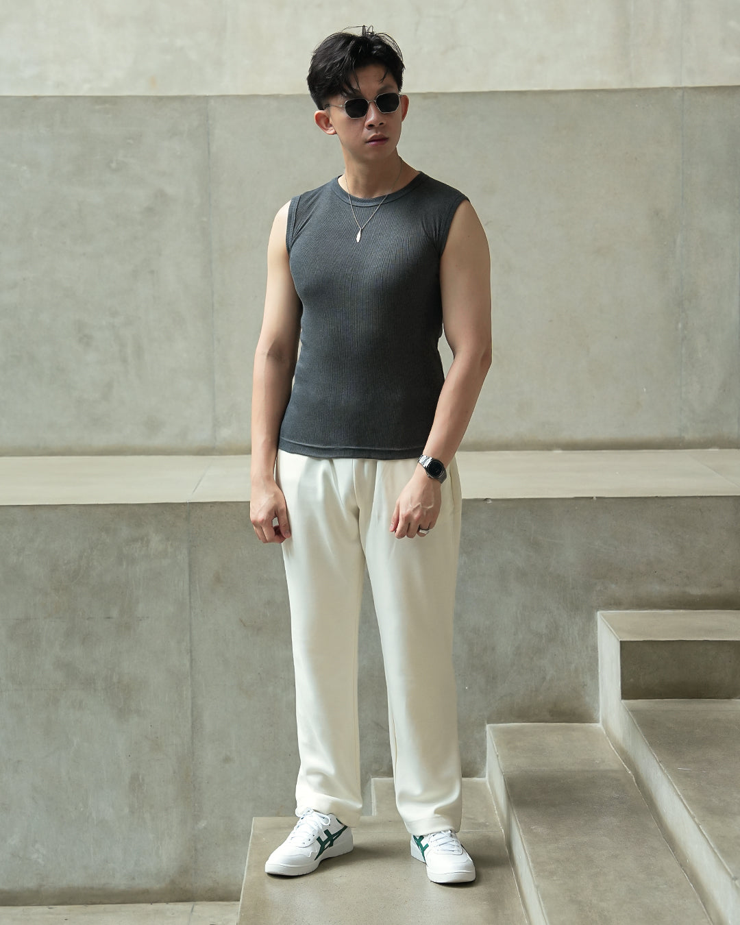Modern Ribb Tank Top - Gray