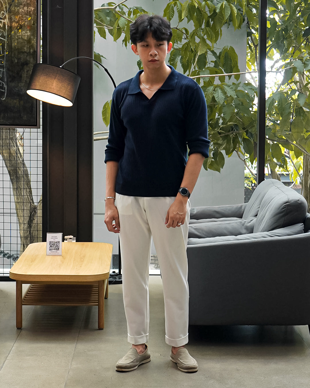 Polo Knitwear Ribbed Longsleeve - Navy