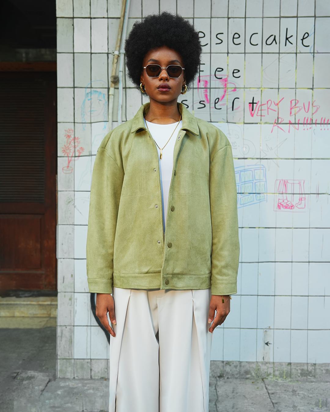 Suede Coach Jacket - Matcha
