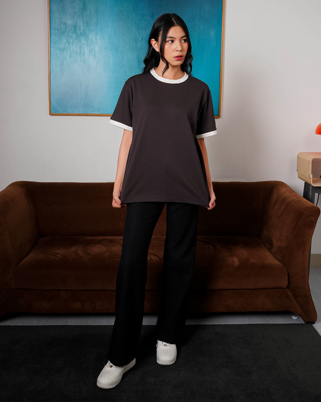 Oversize Two Tone Tees Shirt Breeze Wear - Charcoal