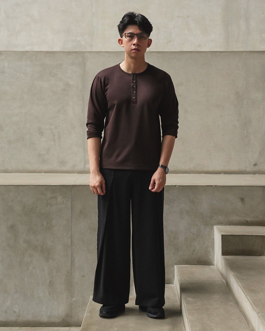 Henley Shirt BreezeWear 2.0 - 3/4 Sleeve - Brown