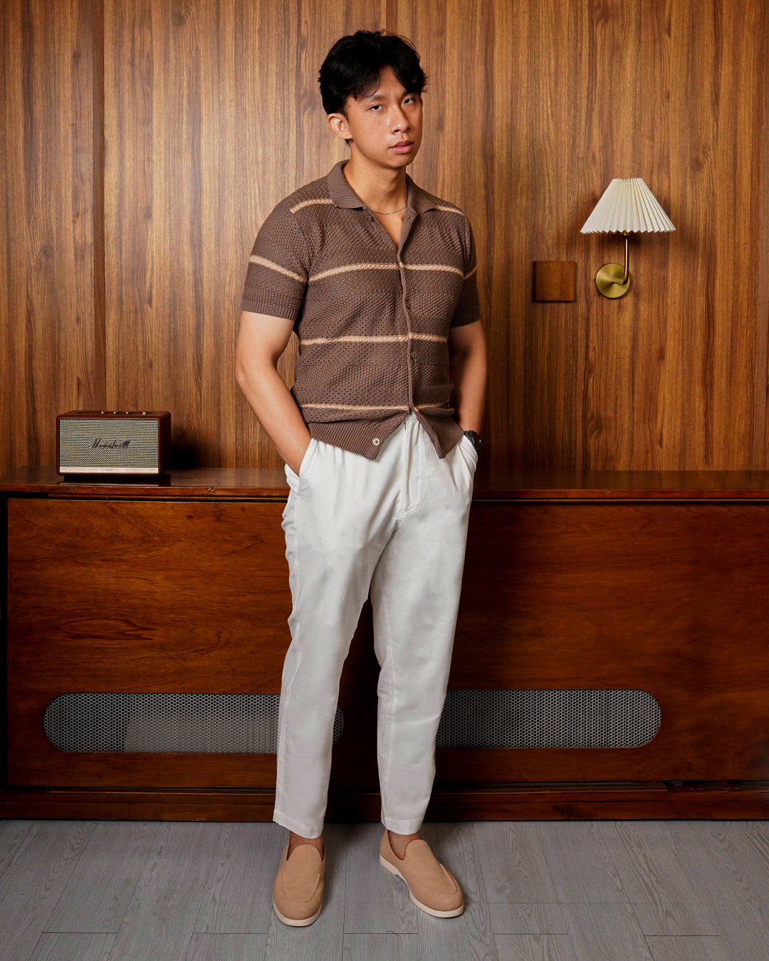 Crochet Shirt Short Sleeve - Brown