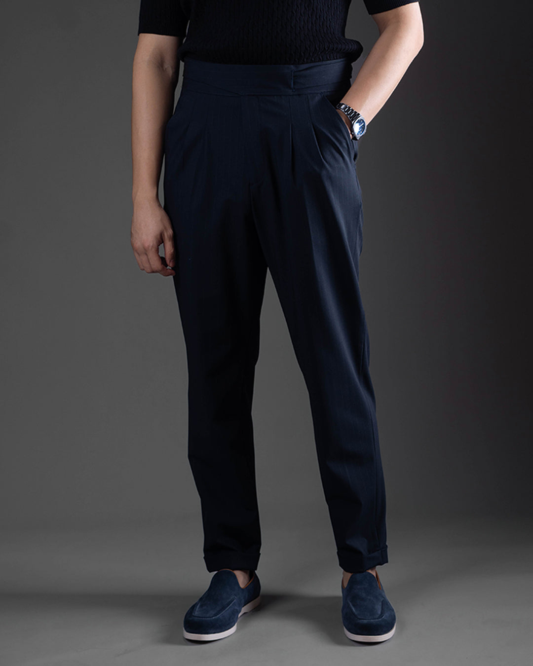 Gurkha Stripe Pants - Navy
