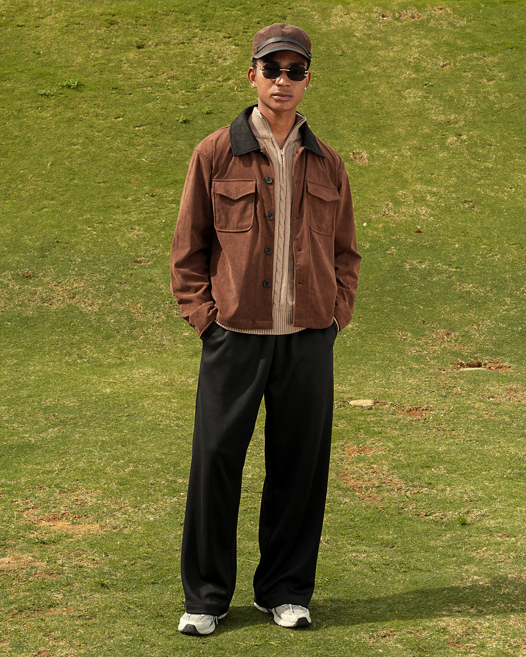 Essentials Corduroy Button Work Jacket - Brown