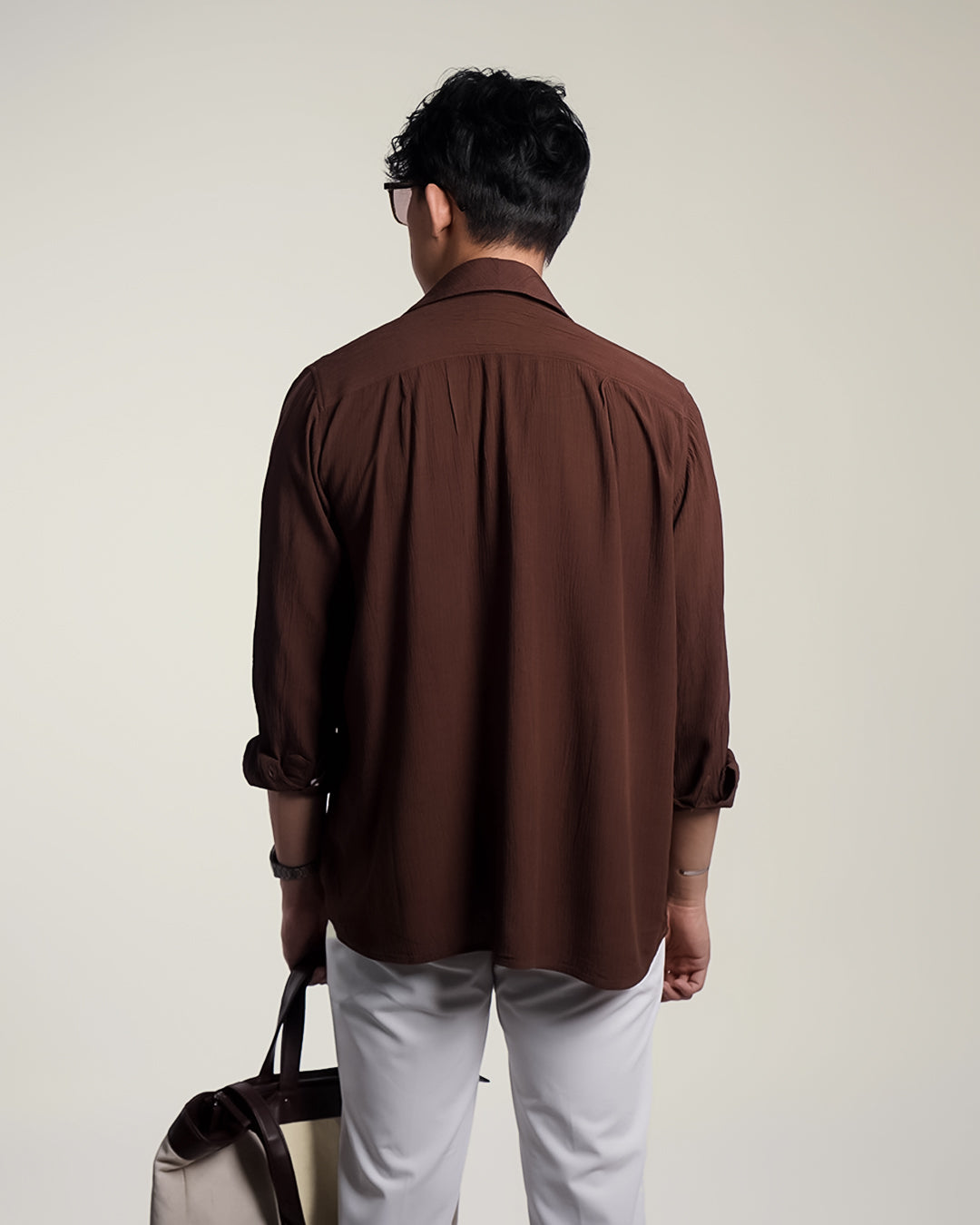 Crinkle Rayon Shirt - Coffee