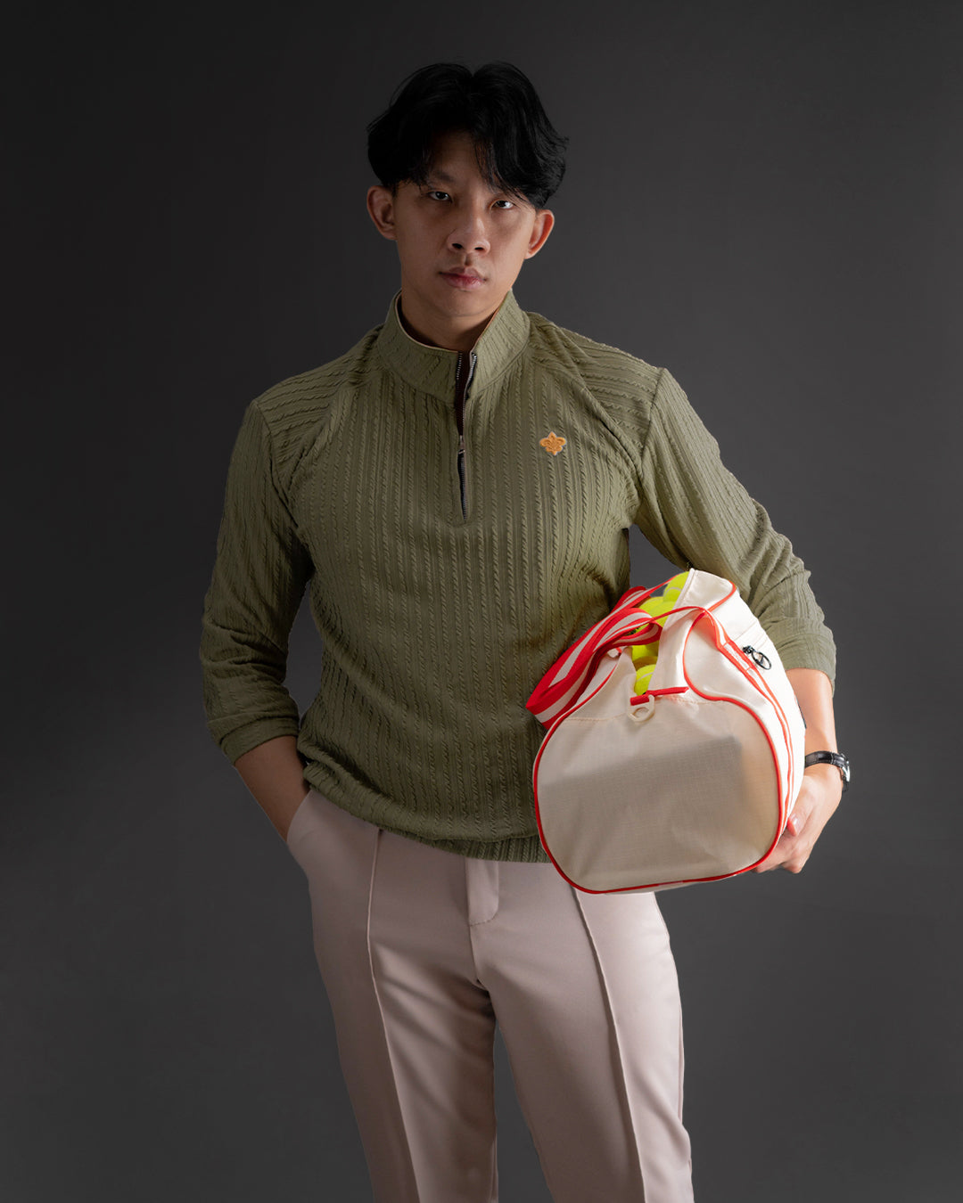 Pull Over Half Zip Knit - Matcha