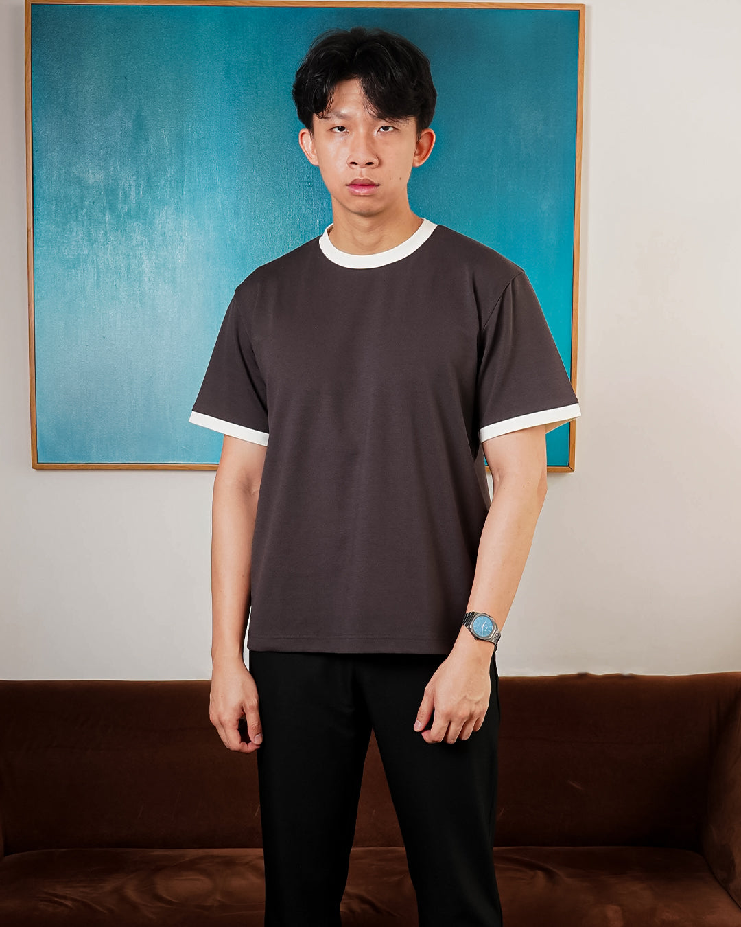 Oversize Two Tone Tees Shirt Breeze Wear - Charcoal