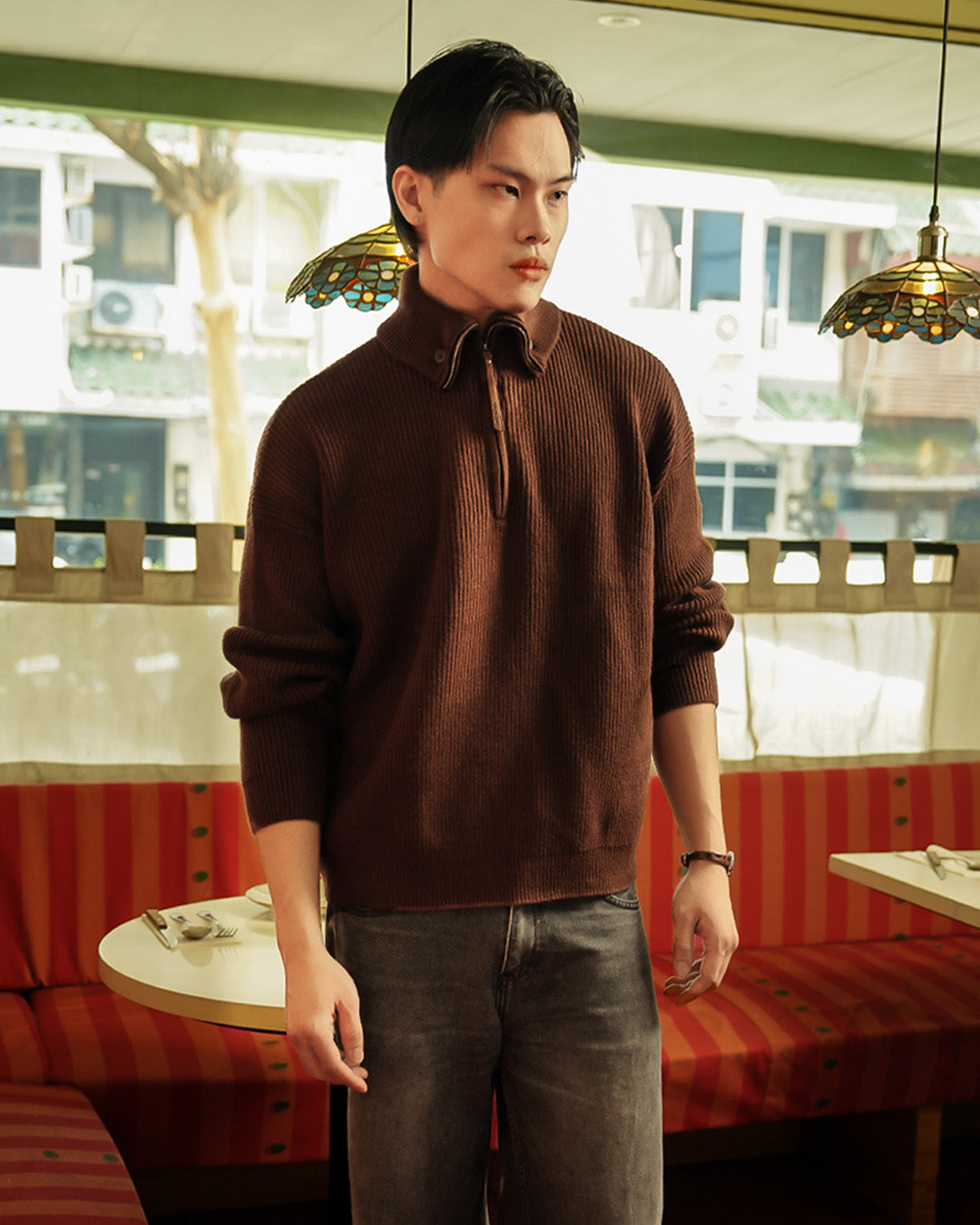 Button Half Zip Knits