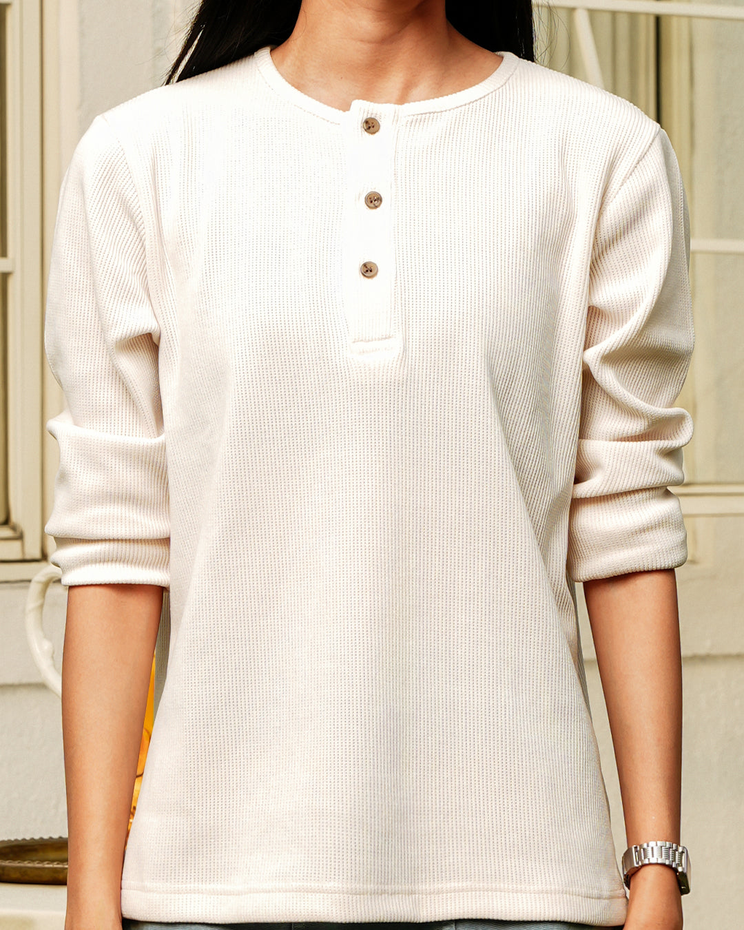 Henley Waffle Texture Longsleeve