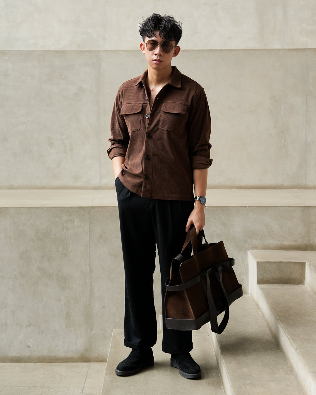 Corduroy Overshirt SIGNORE - Coffee
