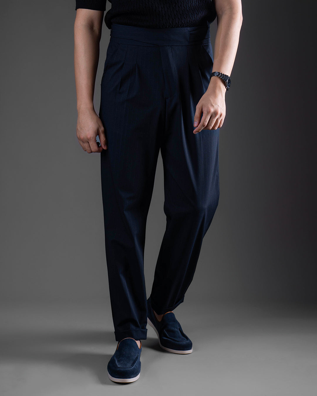 Gurkha Stripe Pants - Navy
