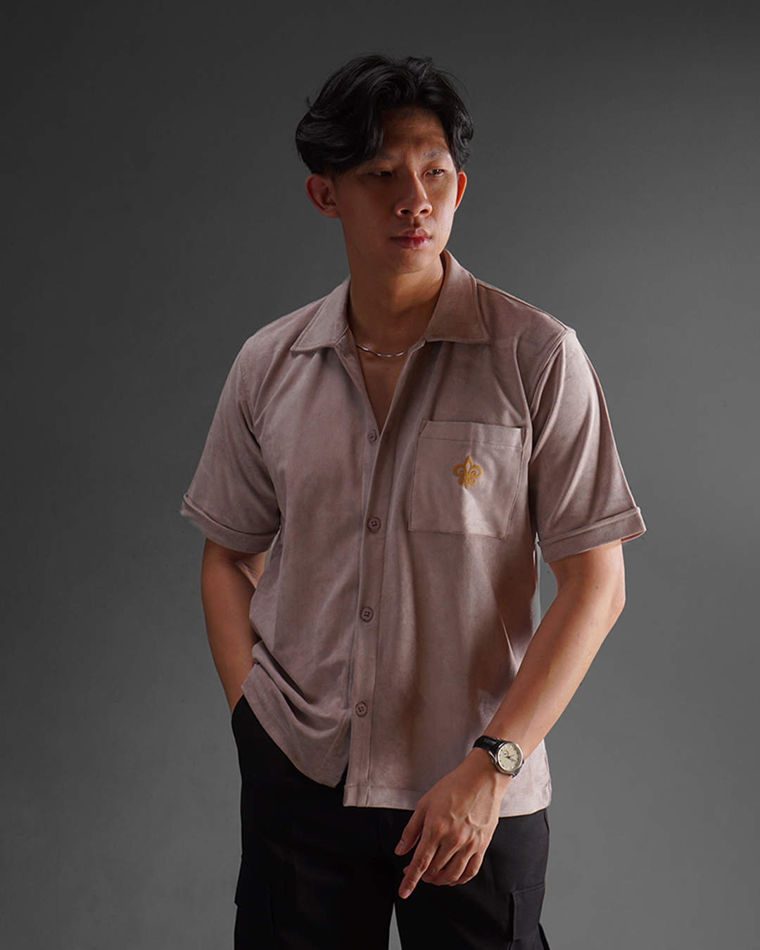 Suede Work Shirt - Baby Pink