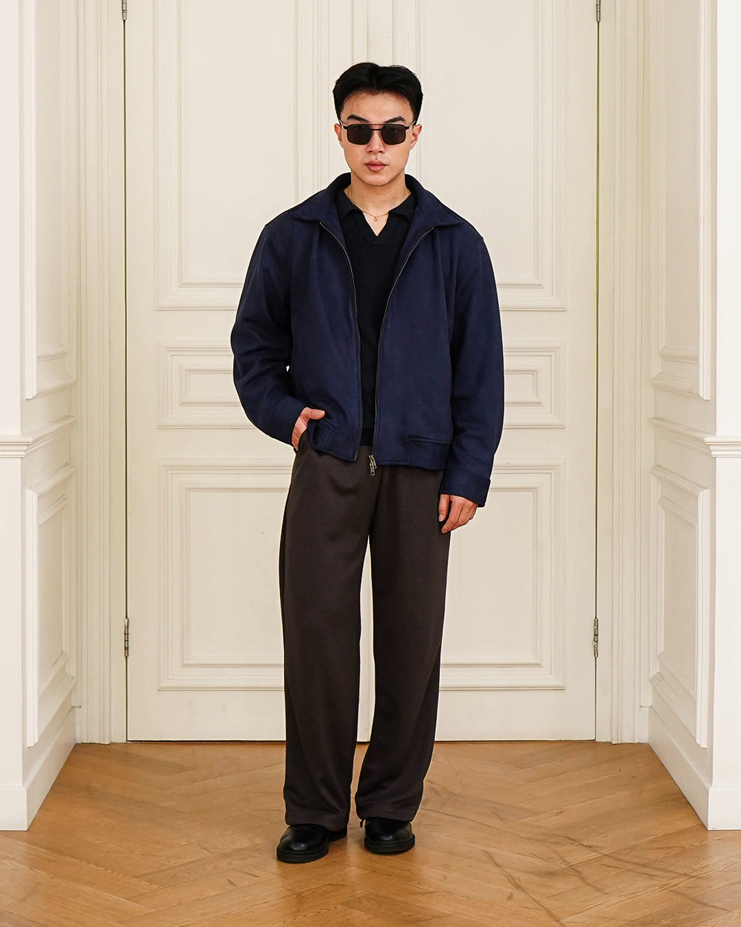Downtown City Suede Jacket - Navy