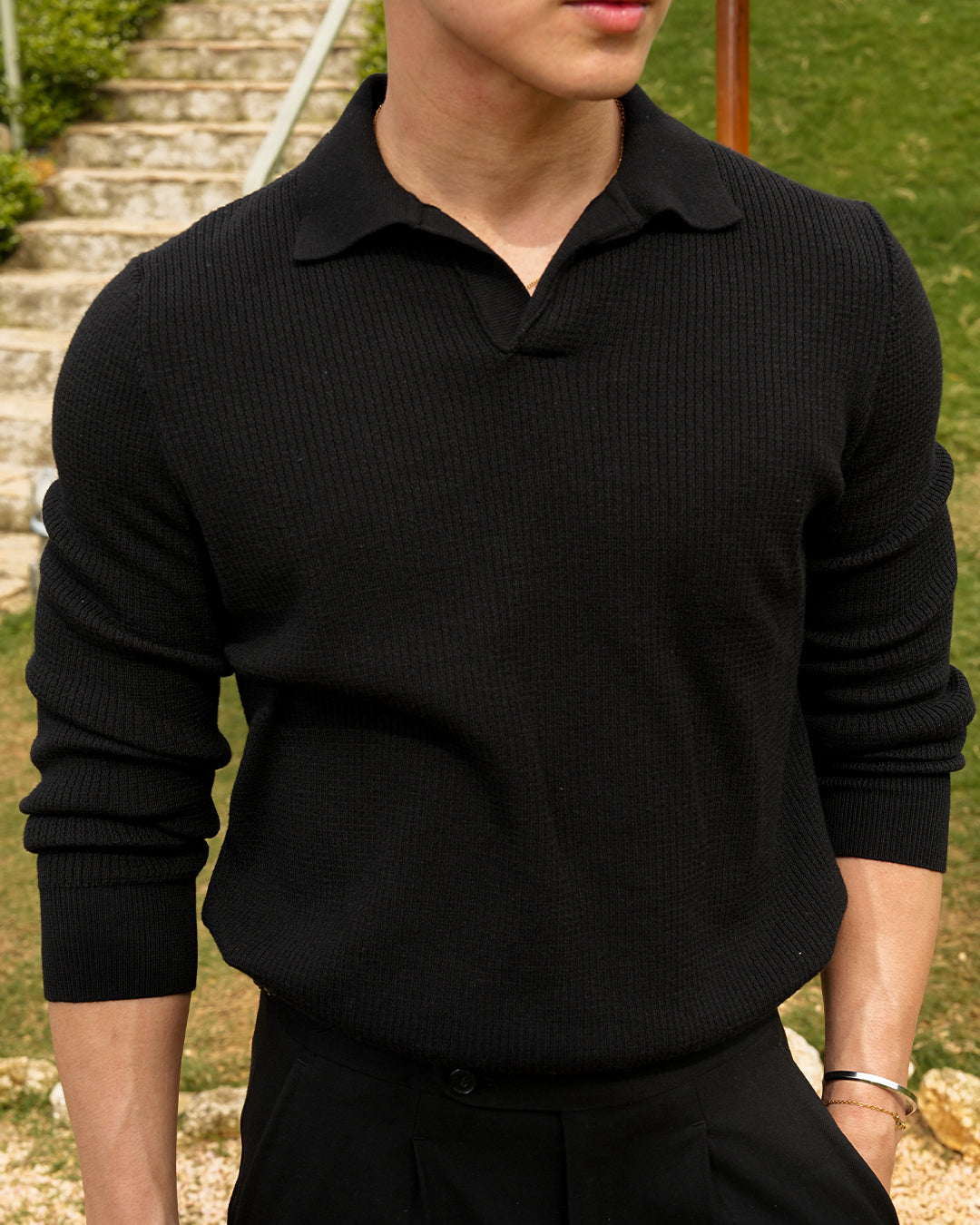 Essential Polo Knitwear - Black