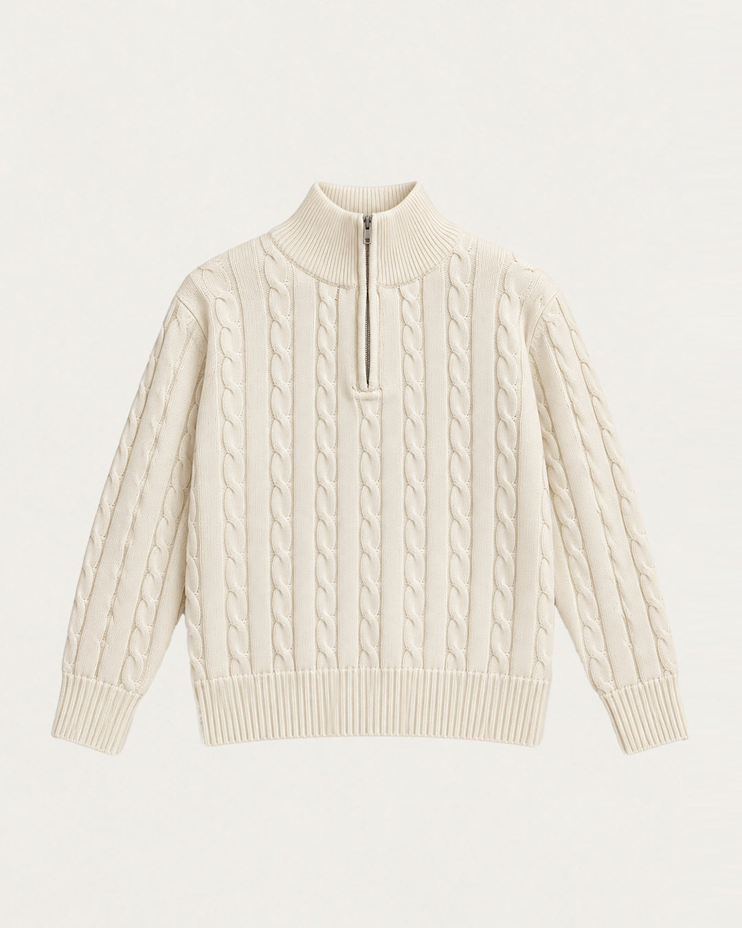 Cable-Knit Cotton GG Half-Zip Sweater