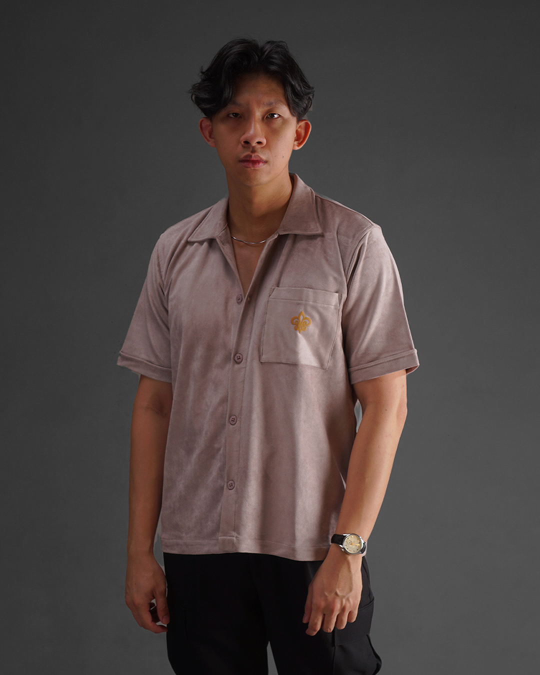 Suede Work Shirt - Baby Pink