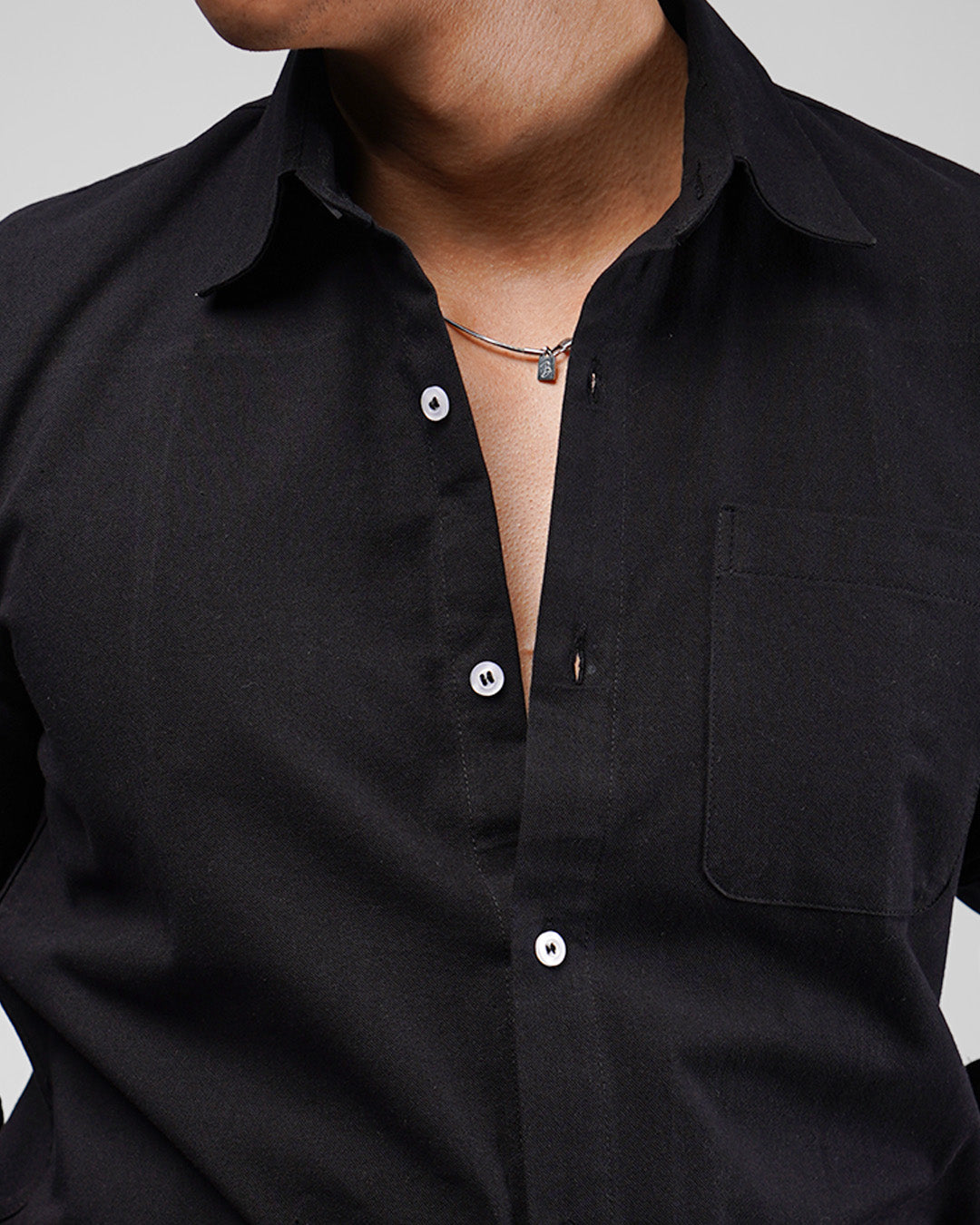 HOMME Linen Shirt - Black