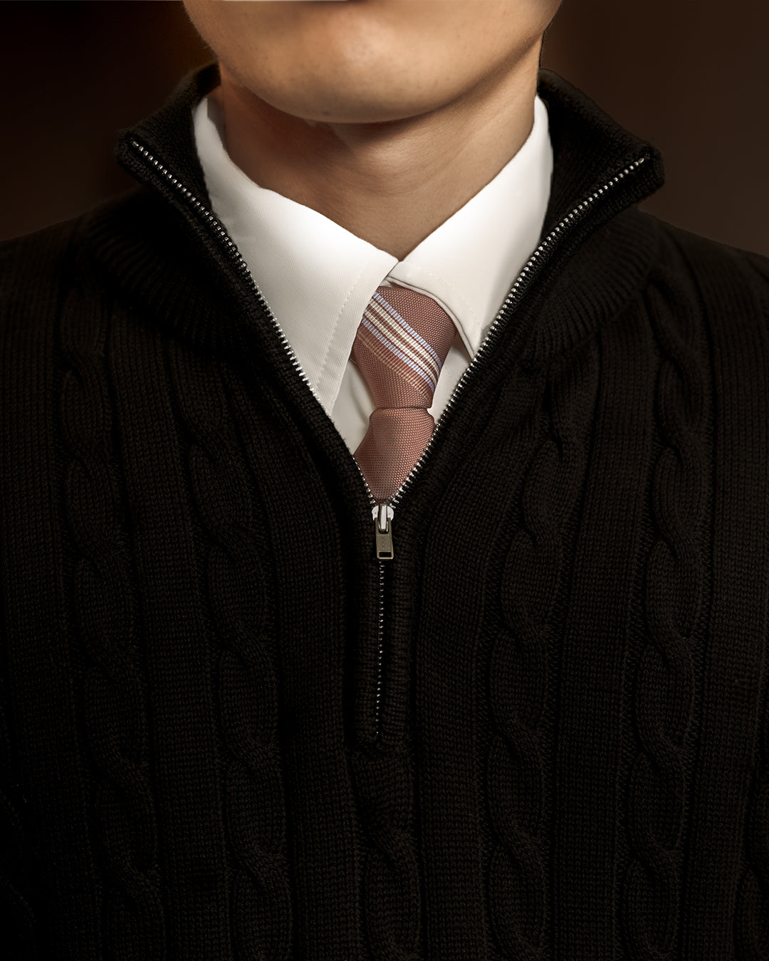 Cable-Knit Cotton GG Half-Zip Sweater