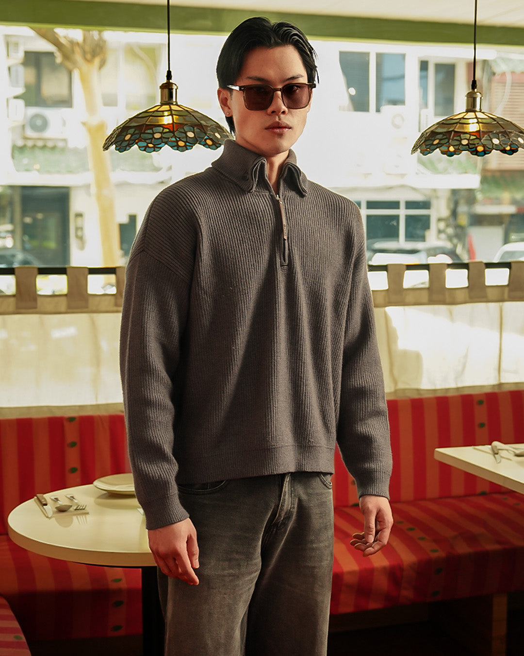 Button Half Zip Knits