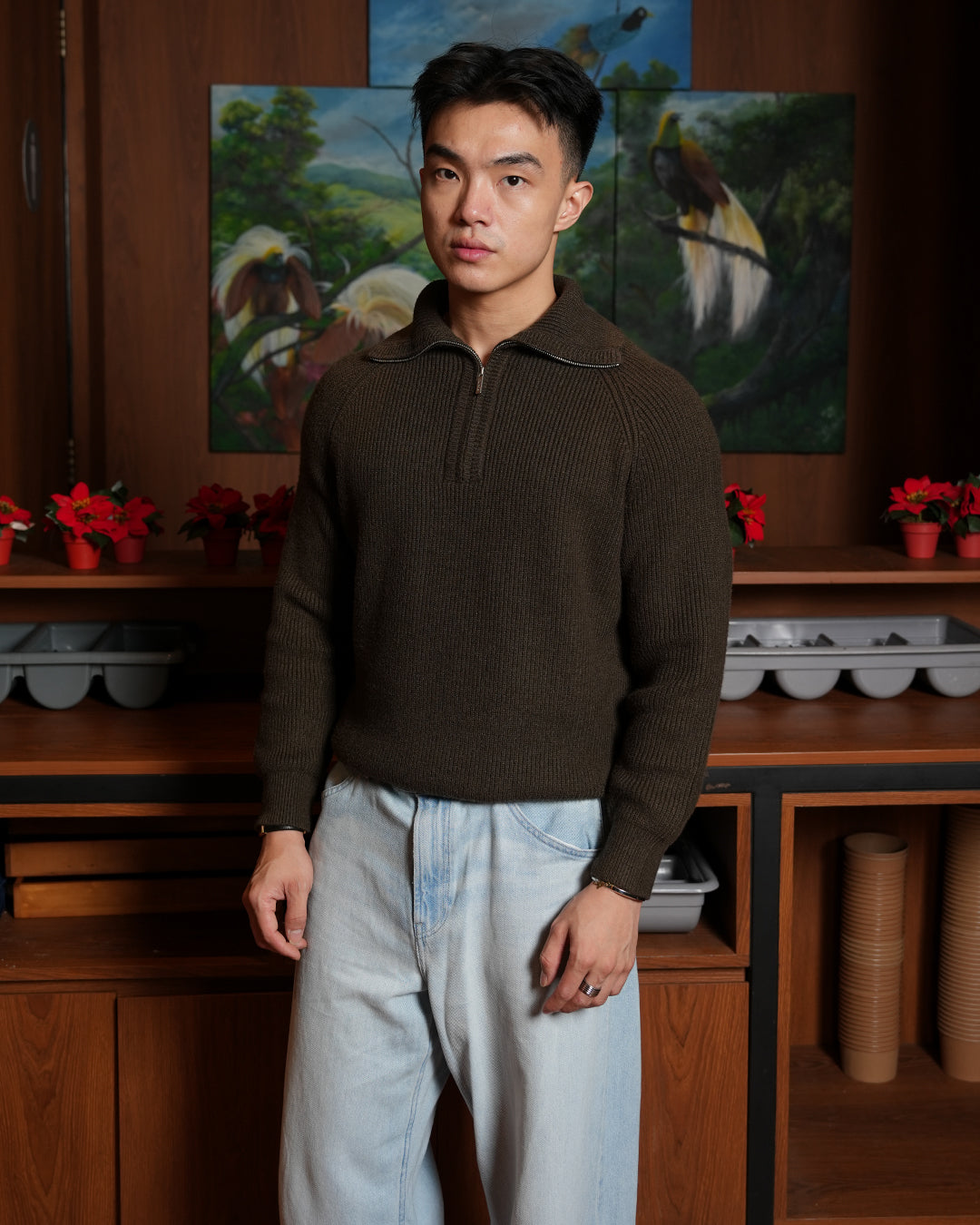 Classic Pull-Zipper SIGNORE - Olive