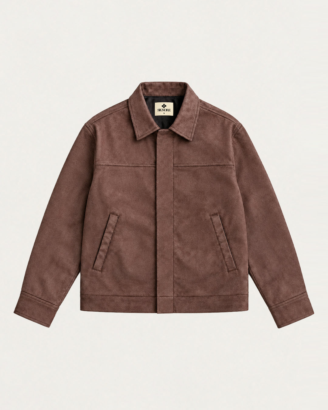 Minimal Suede Jacket Hidden Button