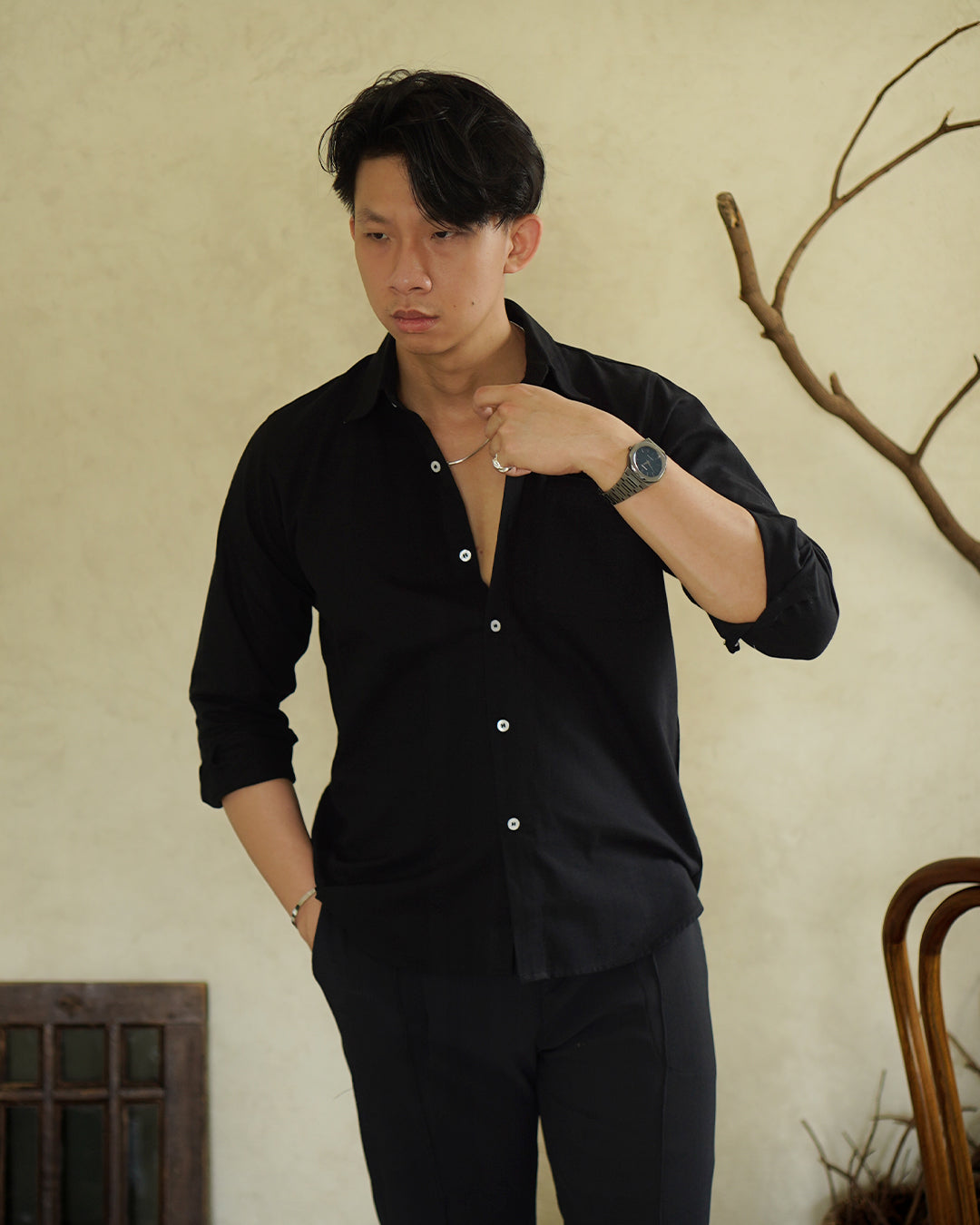 HOMME Linen Shirt - Black