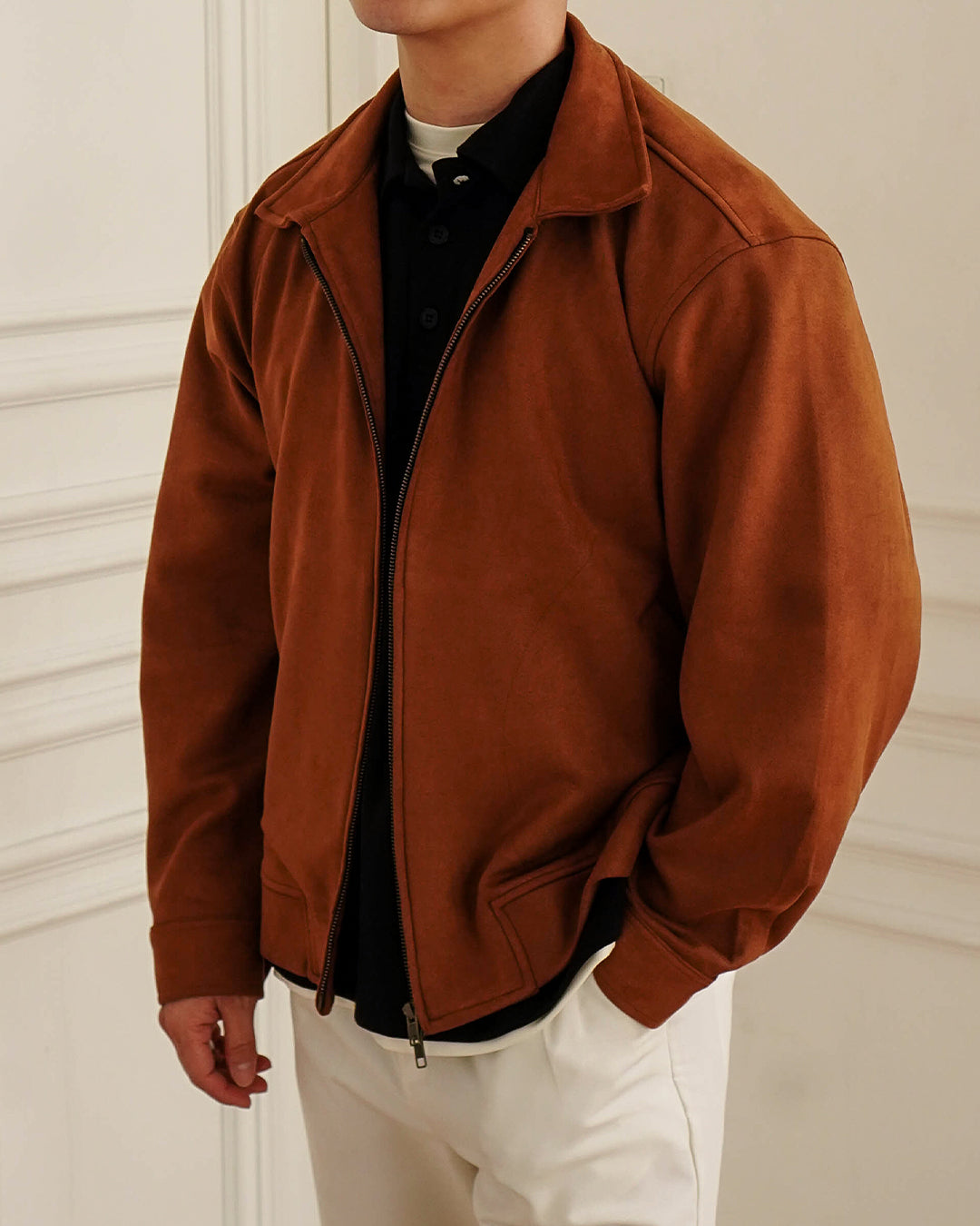 Downtown City Suede Jacket - Camel