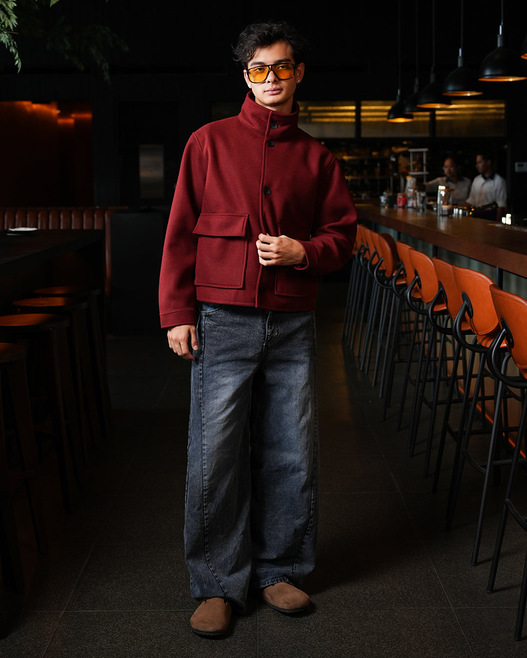 Funnel Neck Wool Fiber - Terracotta