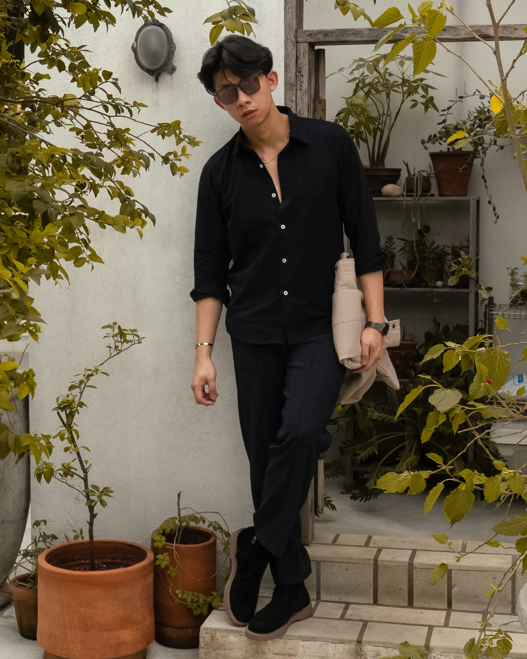 HOMME Linen Shirt - Black