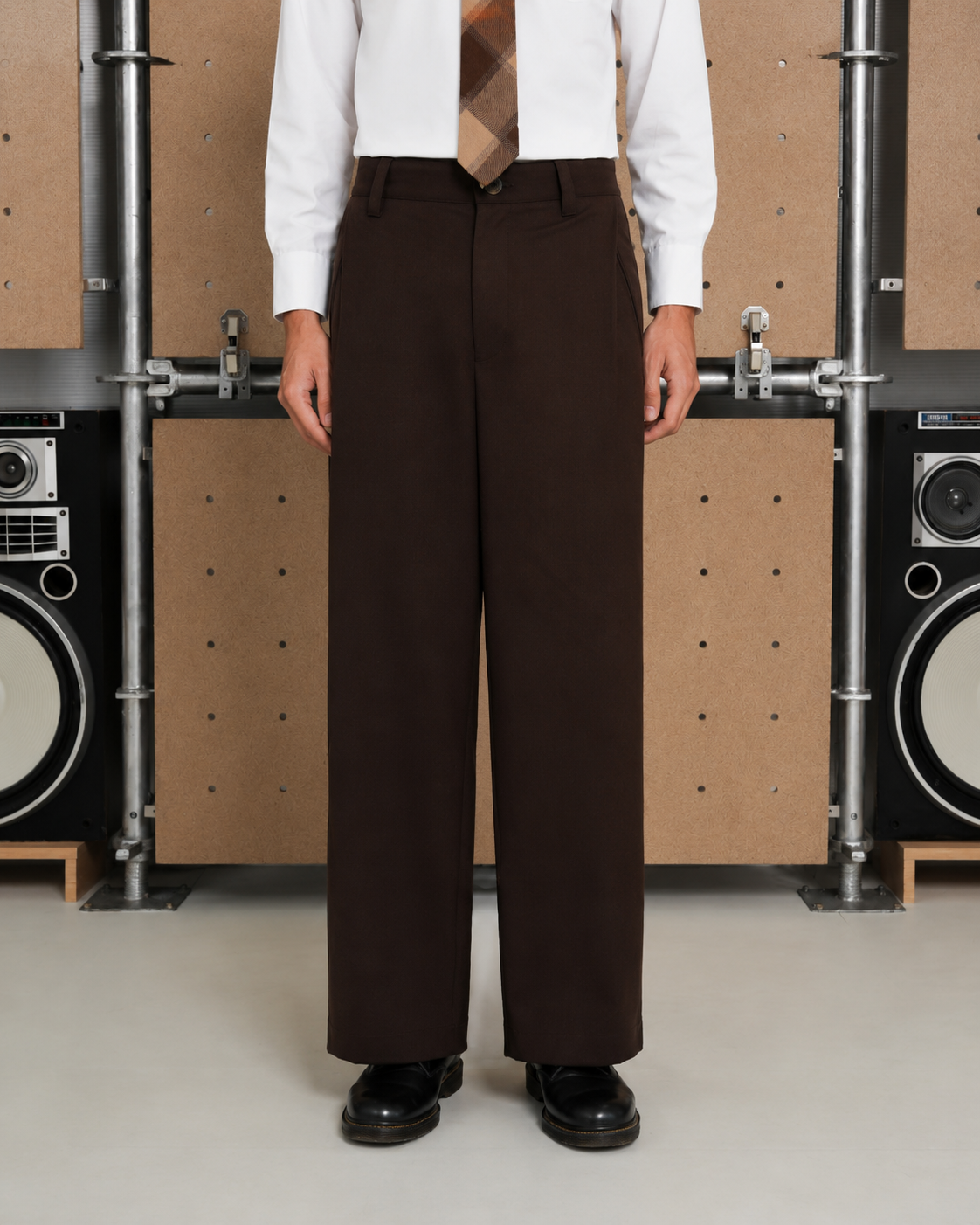 Heavy Twill Straight Pants - Coffee