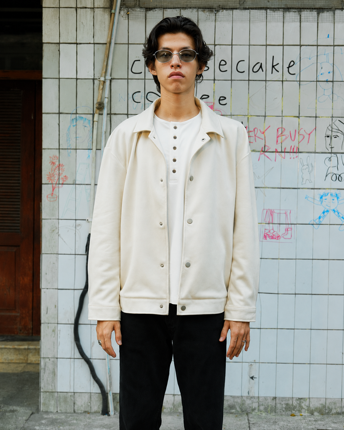Suede Coach Jacket - Off White