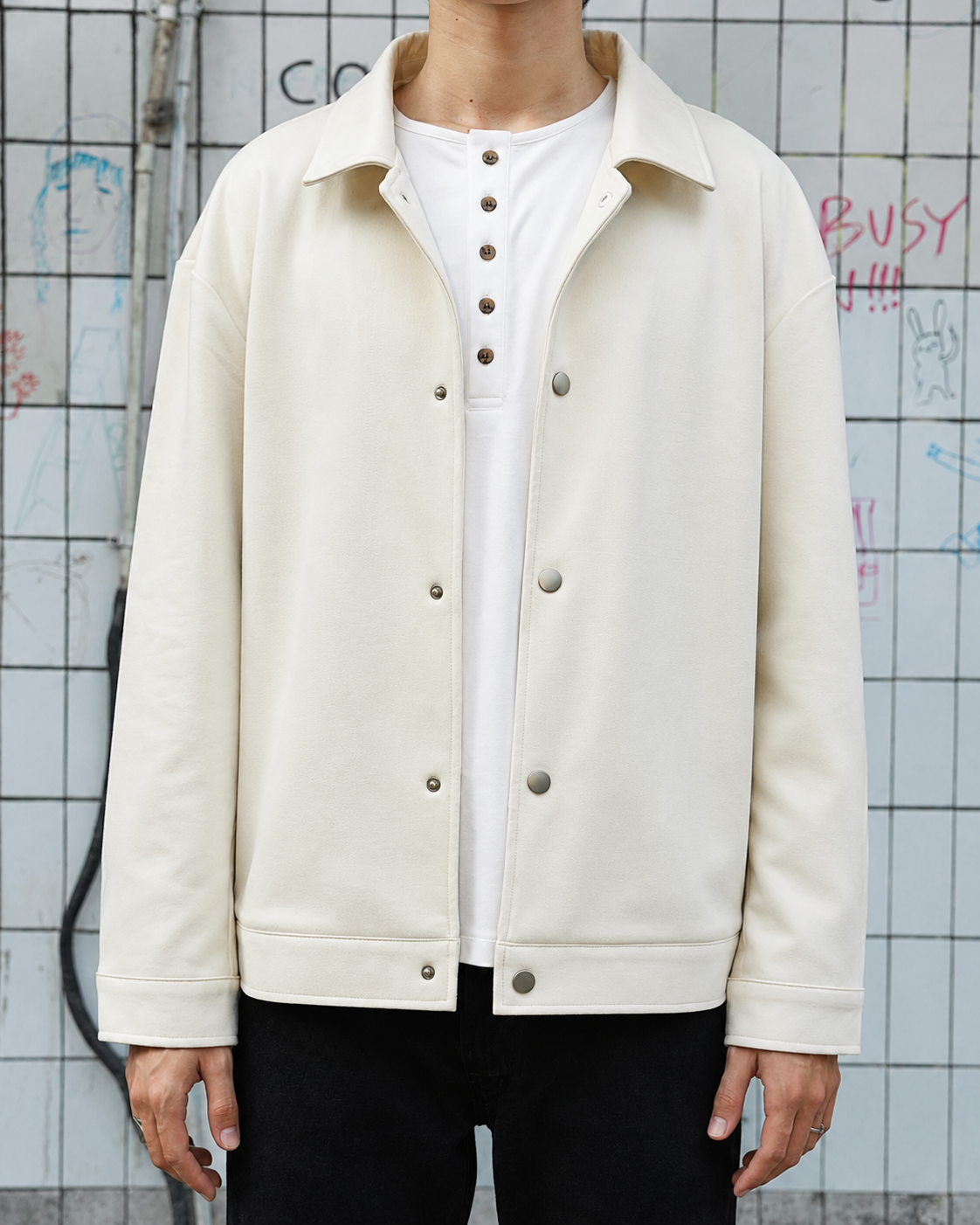 Suede Coach Jacket - Off White