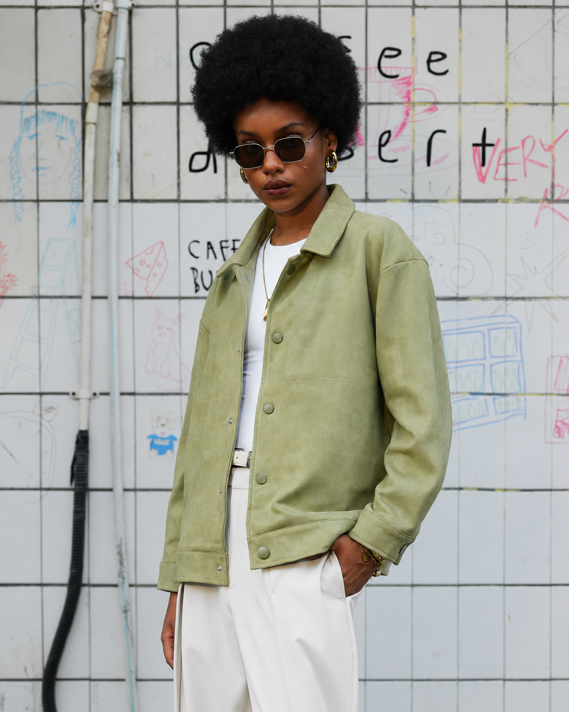 Suede Coach Jacket - Matcha