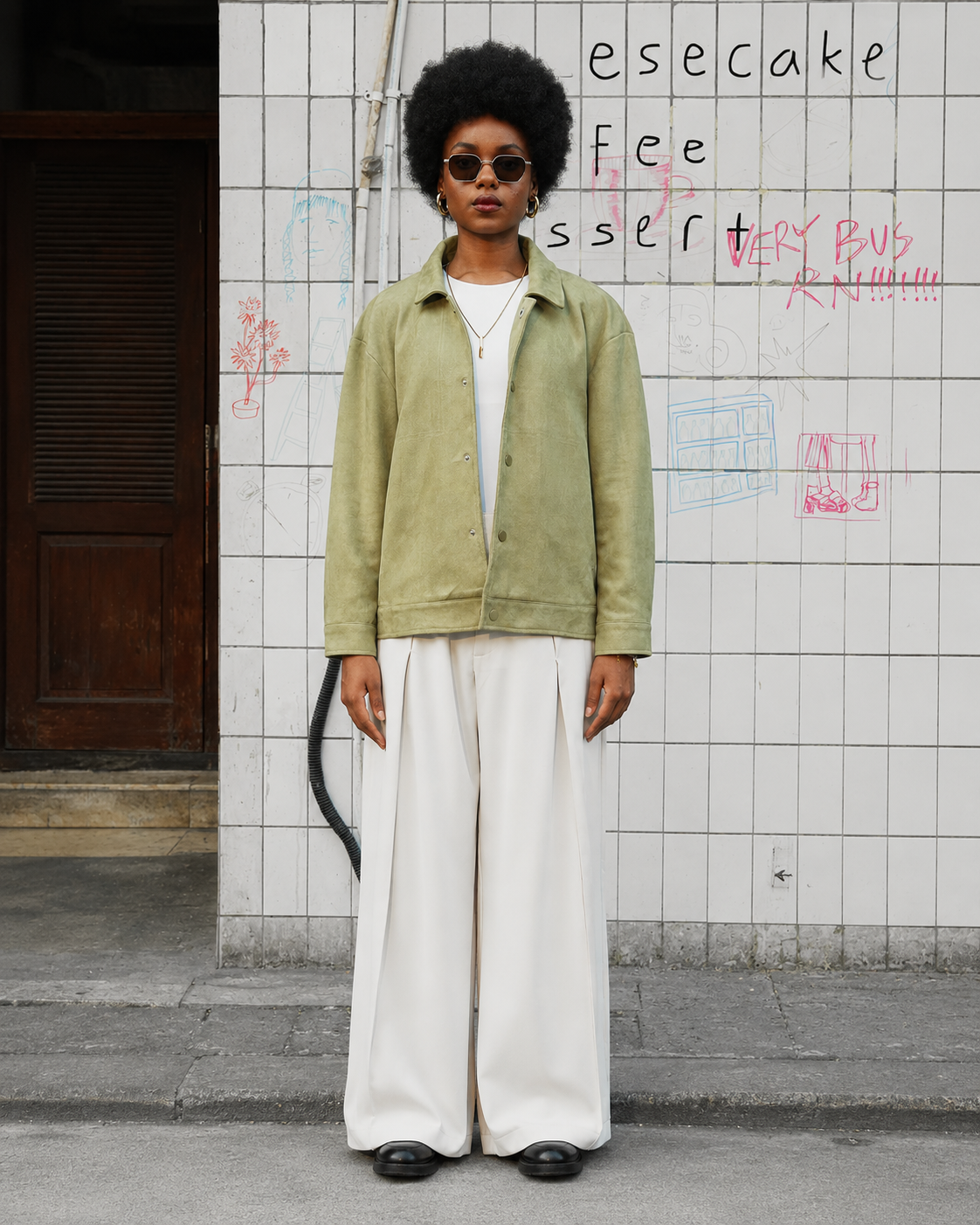 Suede Coach Jacket - Matcha