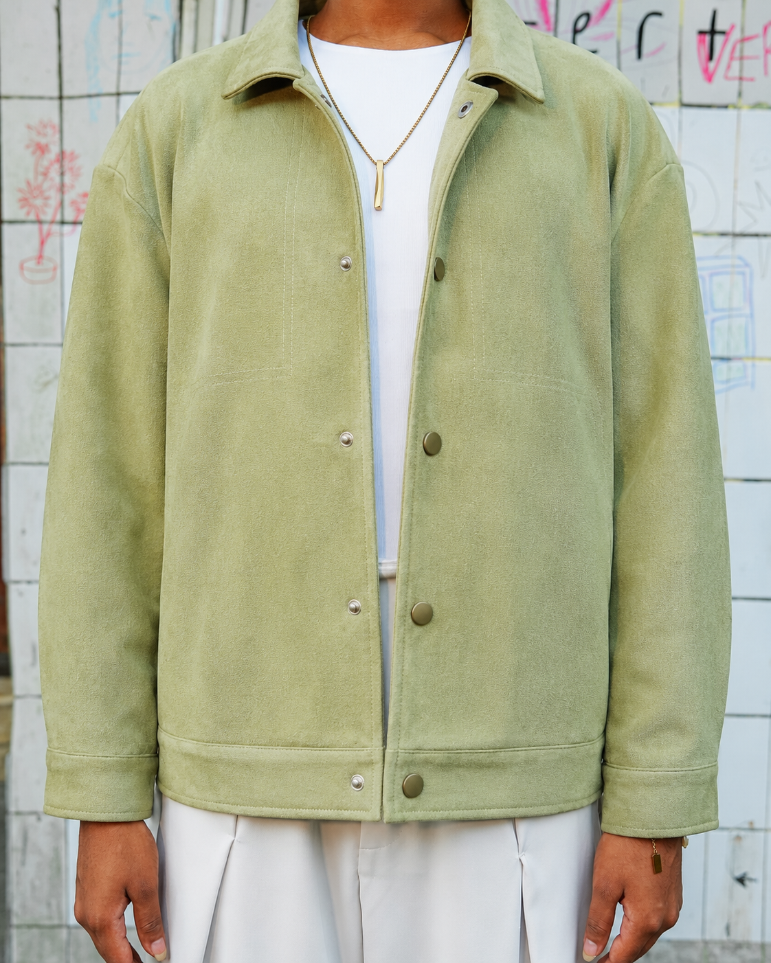 Suede Coach Jacket - Matcha