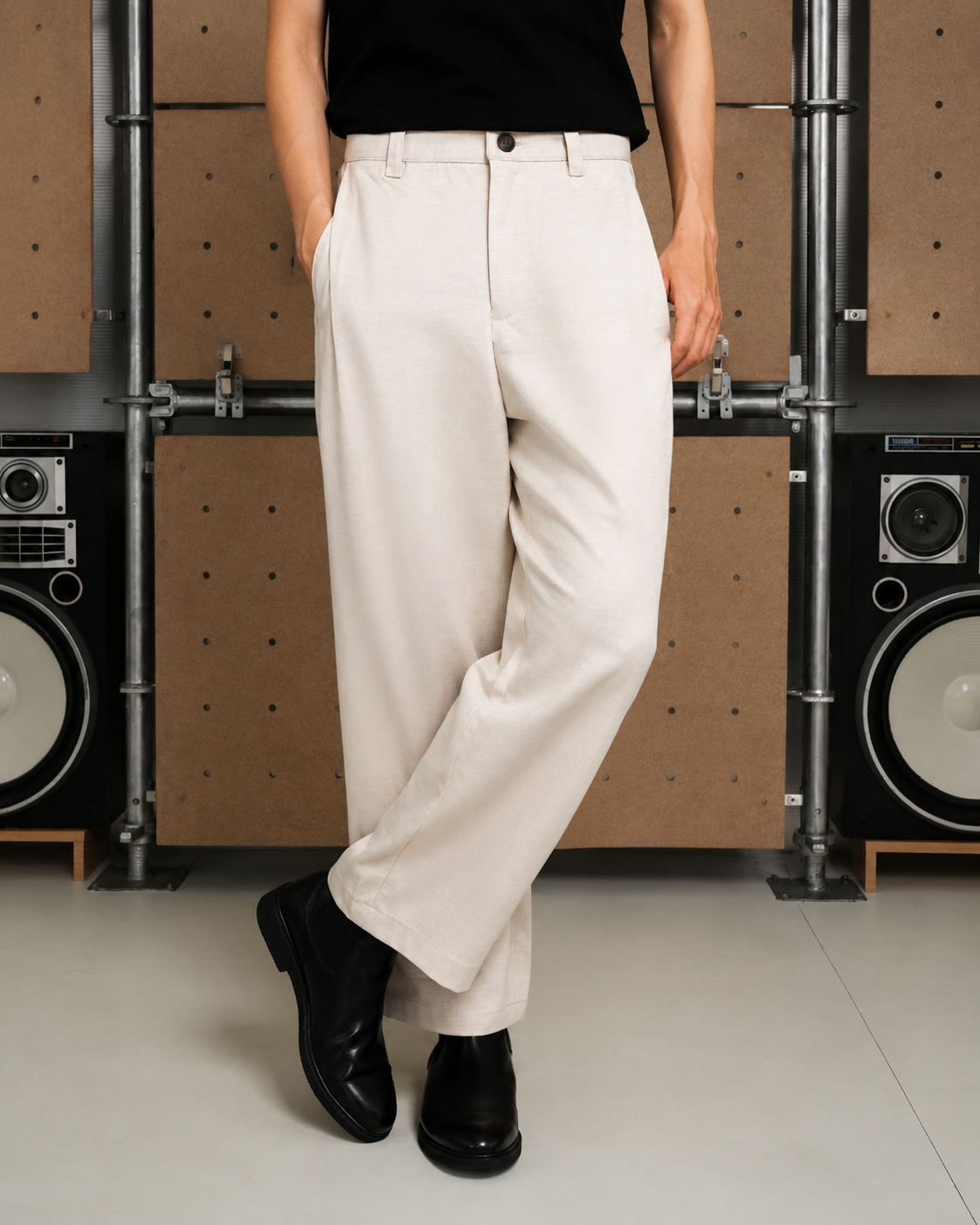 Heavy Twill Straight Pants - Cream