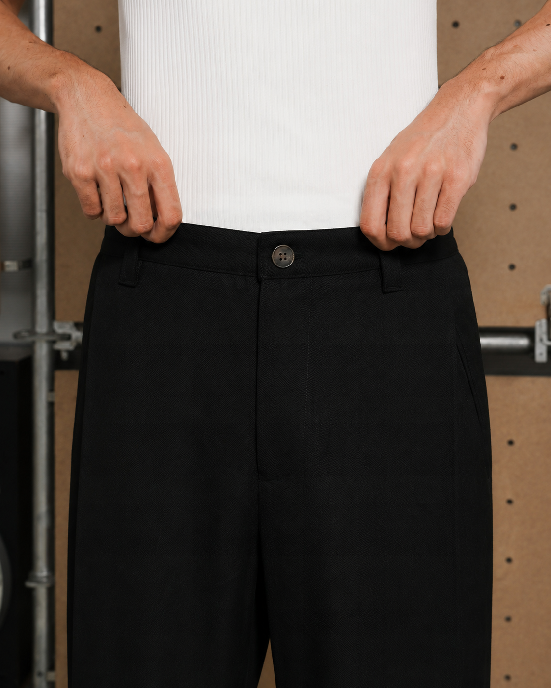 Heavy Twill Straight Pants - Black