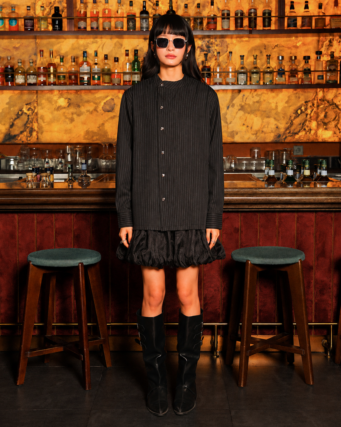 Nero Stripes Shirt - Black