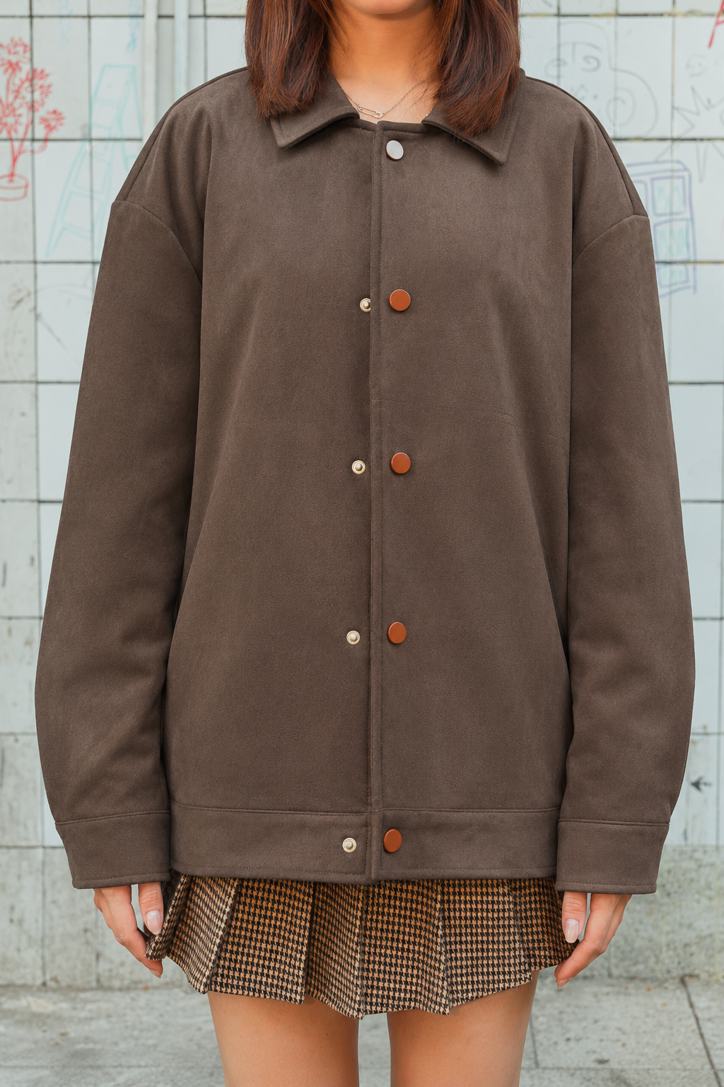 Suede Coach Jacket - Brown