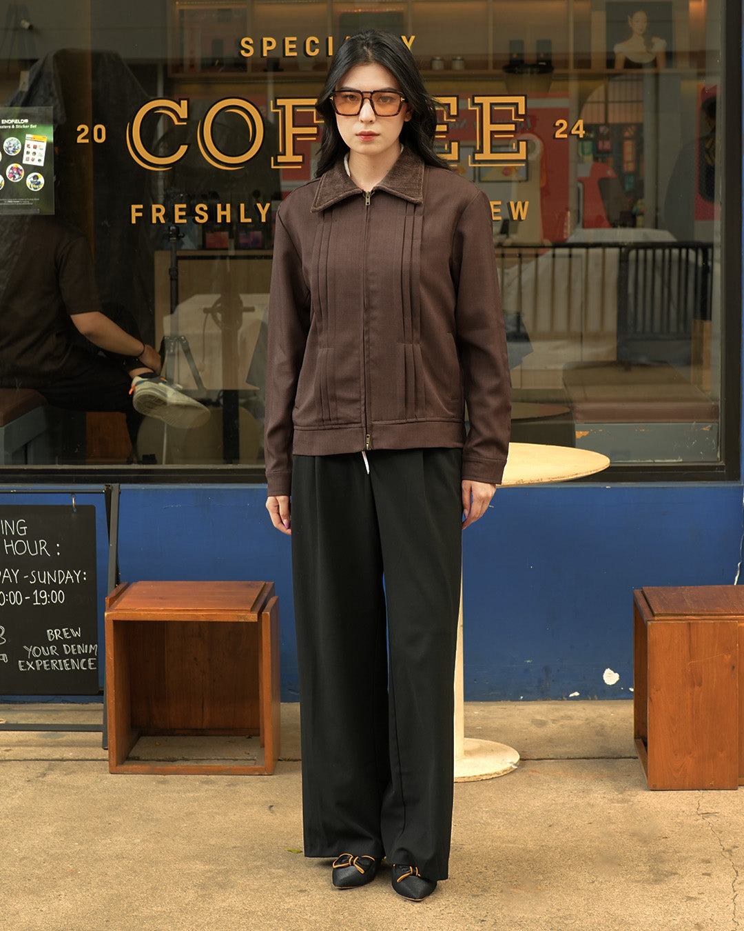 Milano Pleat Jacket - Coffee