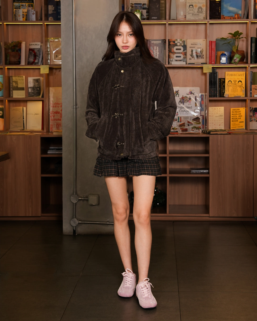 Corduroy Seaweed Clasp Jacket - Coffee