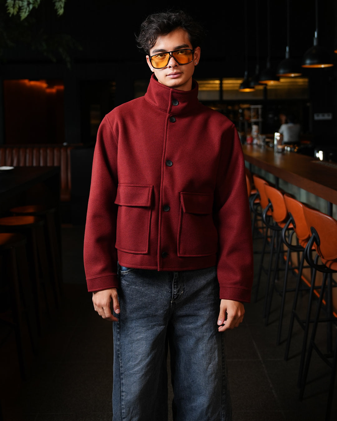 Funnel Neck Wool Fiber - Terracotta