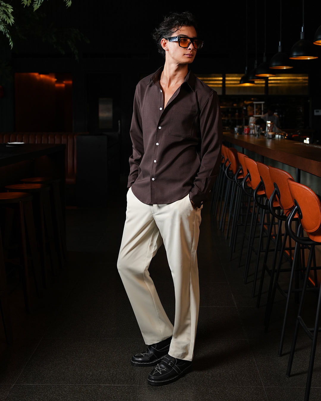 Twill Texture Shirt - Coffee