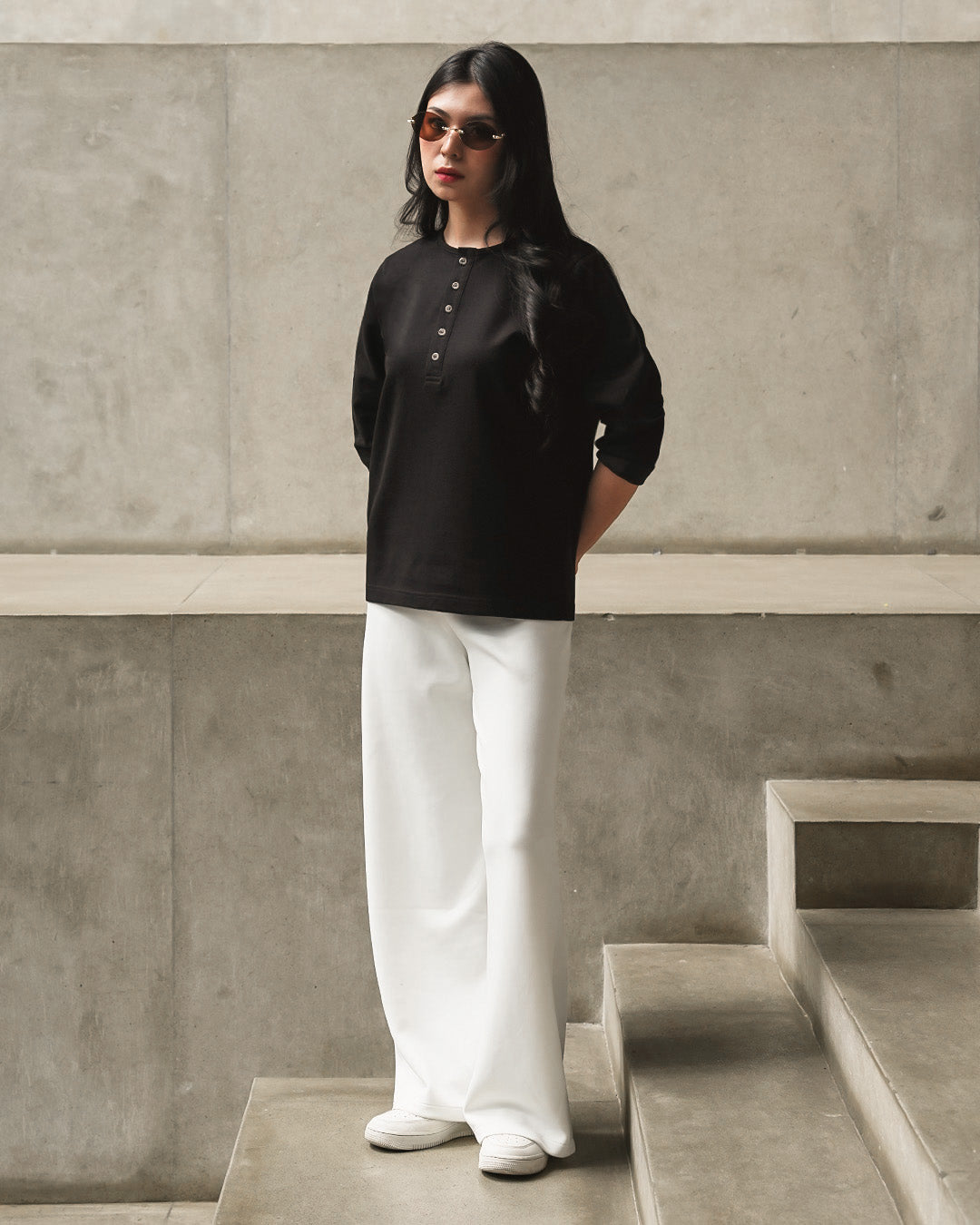 Henley Shirt BreezeWear 2.0 - 3/4 Sleeve - Black