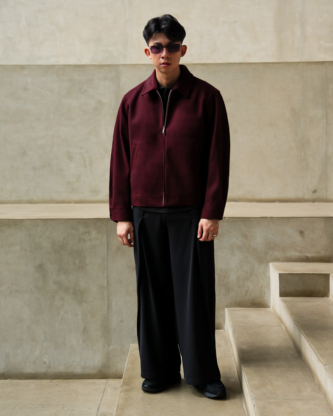Wool Fiber Jacket - Maroon