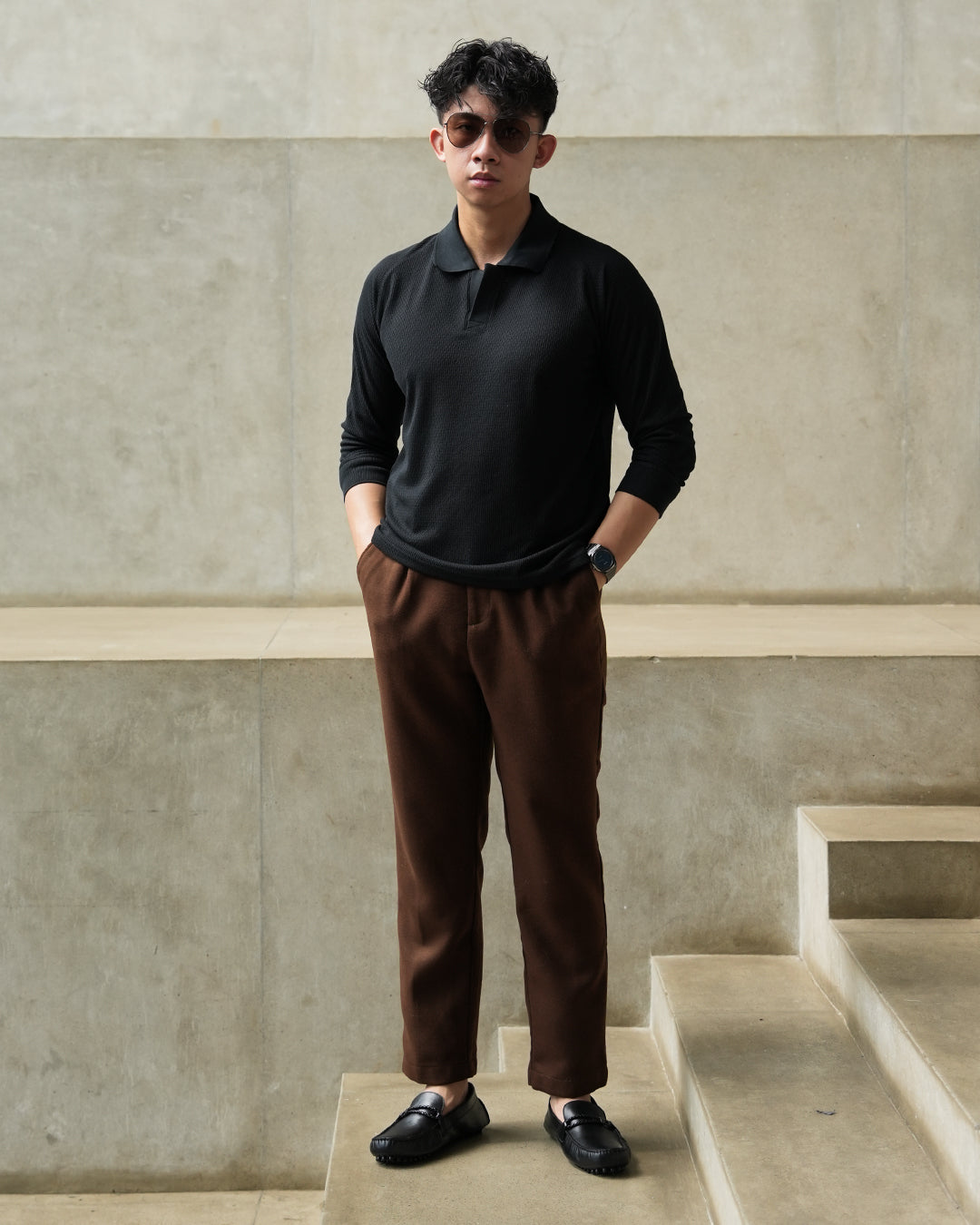 Ribs Polo Textured - Black